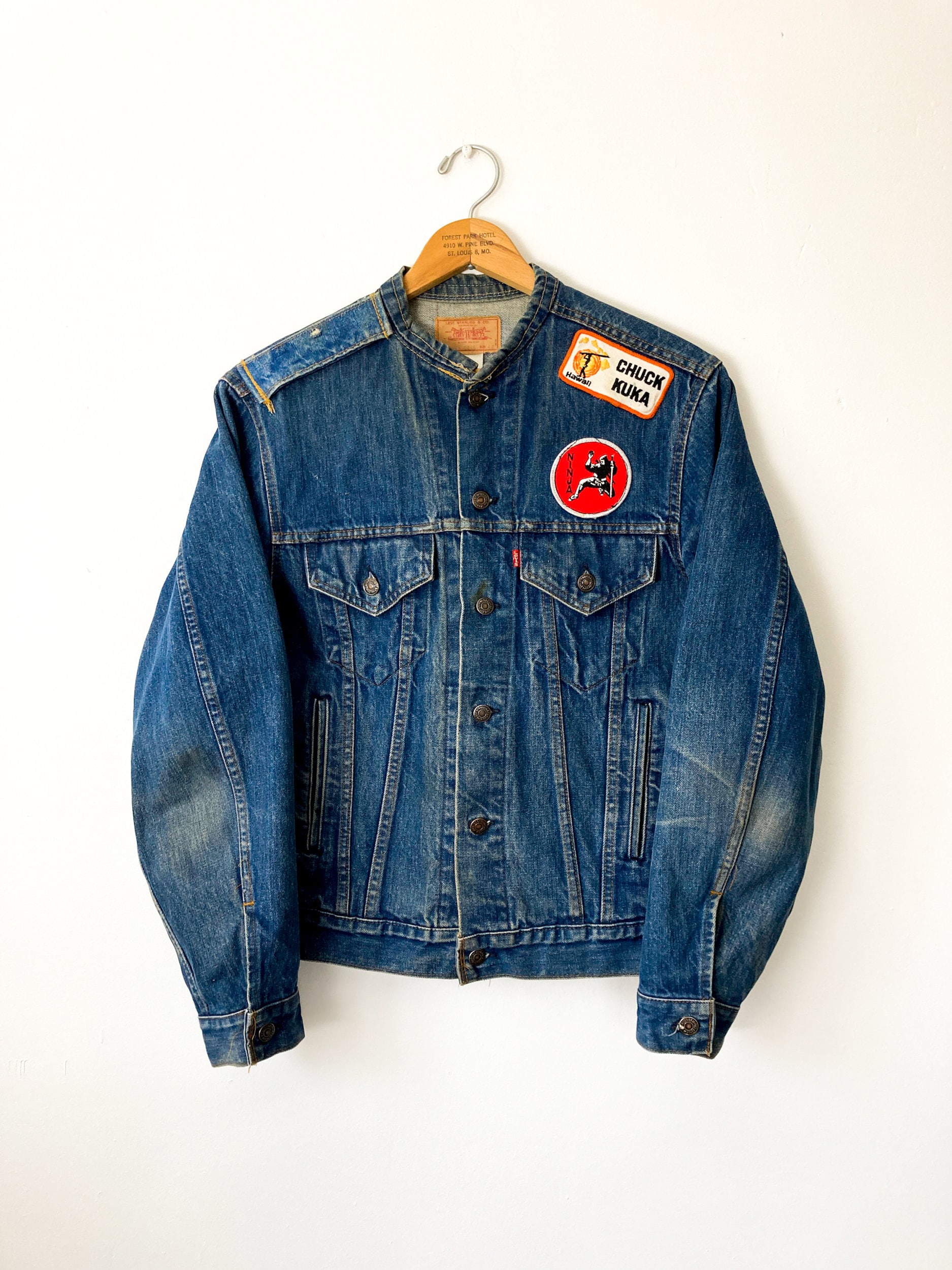 Vintage Levi's Chain Stitch Embroidered Patched Denim Jacket Vintage Levi's Chain Stitch Embroidered Patched Denim Jacket