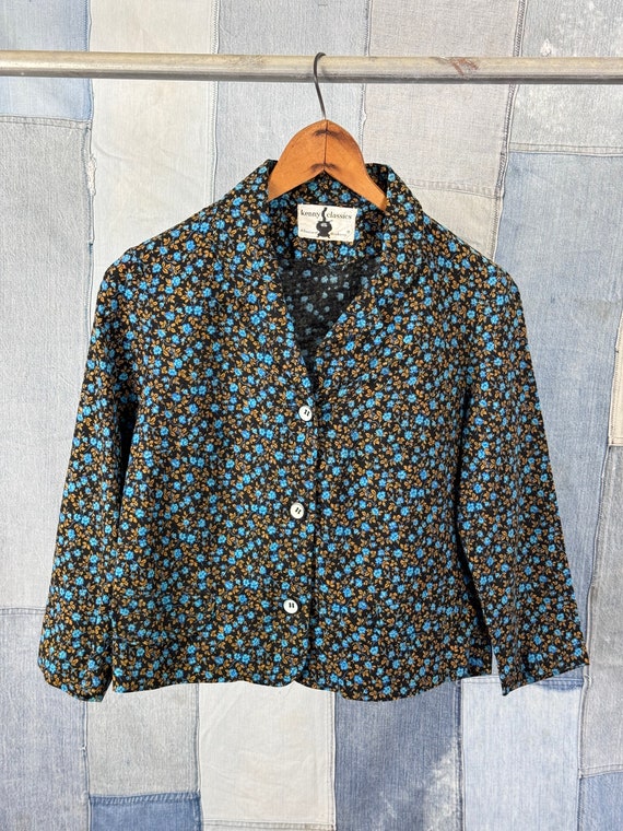 1960s Calico Floral Shirt Blouse