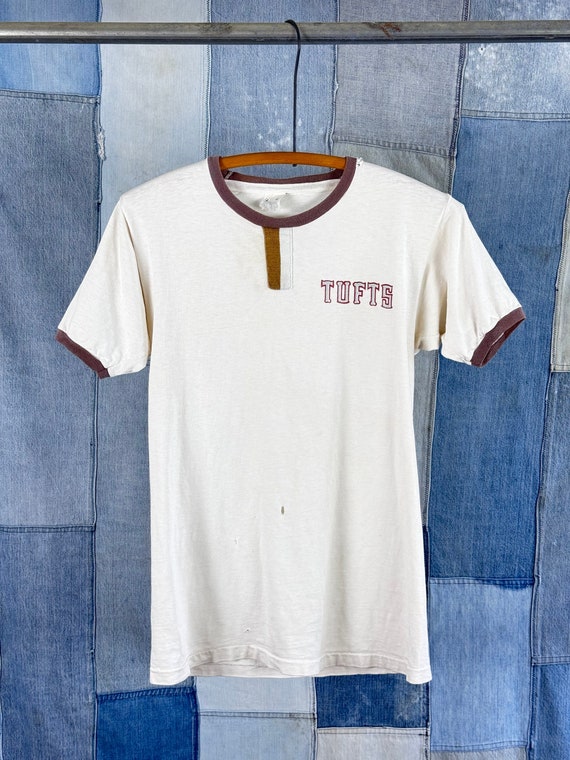 Vintage 1970s Tufts Velva Sheen Ringer T Shirt