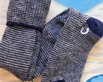 Vintage 1980s Chunky Stripe Knee High Socks made in USA | navy