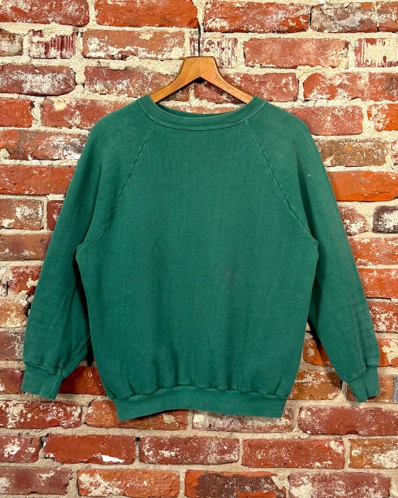 Vintage 1960s 70s Fruit of the Loom Shrunken Blank Raglan Sweatshirt | pine green