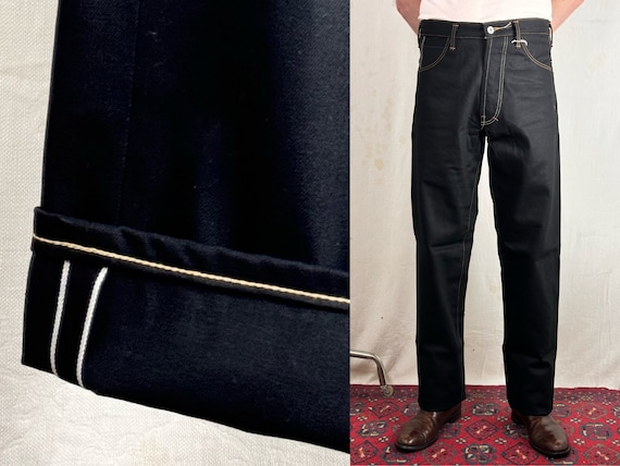 Handmade Black Selvedge Rigid Denim Relaxed Straight Leg Jeans by Havens