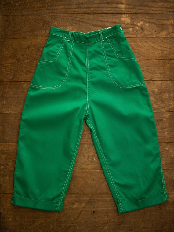 50s Denim | Green Cropped Pants | Side Zip Denim |