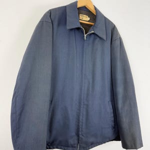 Vintage 1970s Sears Fleece Lined Zip Front Mechanic Work Jacket | large