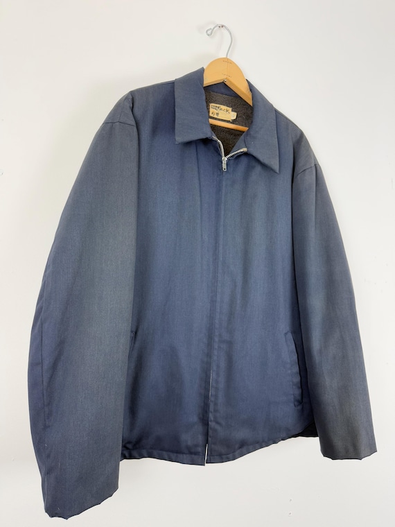 Vintage 1970s Sears Fleece Lined Zip Front Mechanic Work Jacket | large