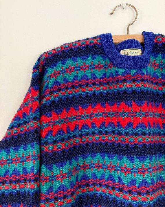 LL Bean bright wool sweater | vintage LL Bean swe… - image 4