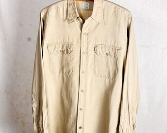 Vintage 1950's Hercules Roughshod Army Twill Work Shirt 17 1
