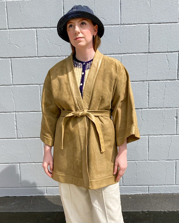 1960s 70s Bonnie Cashin Sills Suede Leather Kimono