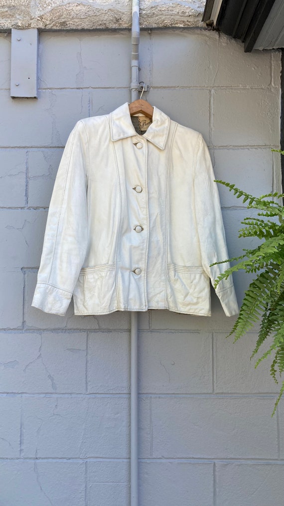 1950s 60s White Leather Jacket - image 2