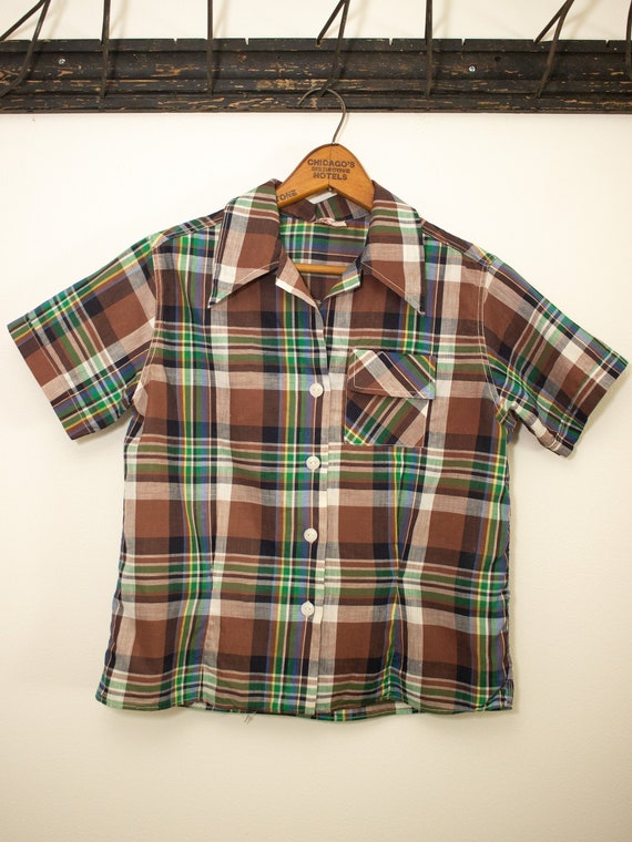40s 50s Plaid Blouse | Dan River Fabric | Vintage