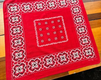 小物 60s Dot a Bandanna Vtg 60s Orange Red White Yellow Geometric Stripe Dots