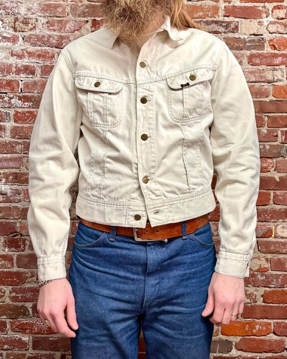 Vintage 1960s Lee Westerner 100-J White Denim Jacket 44 Long