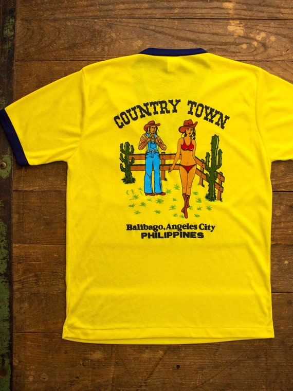 Western Cowboy Tshirt | V Neck Tee | 70s Tshirt |