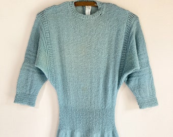 1950s Boucle Knit Batwing Sweater Dress