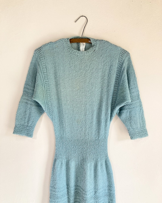 1950s Boucle Knit Batwing Sweater Dress