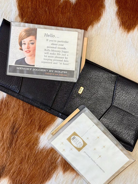 Vintage 1960s Rolfs Kidskin Black Leather Bifold Wallet