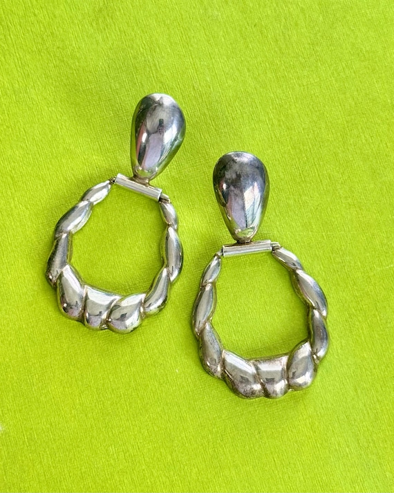 Vintage 1980s Taxco Door Knocker Sterling Silver Earrings