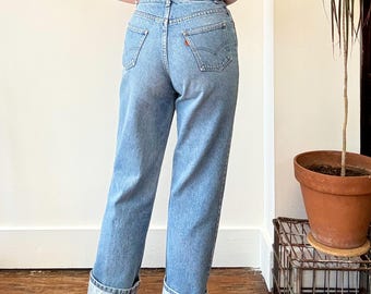 28 29 taille Vintage jaren 1970 Levi's California Straights denim jeans met lichte wassing |