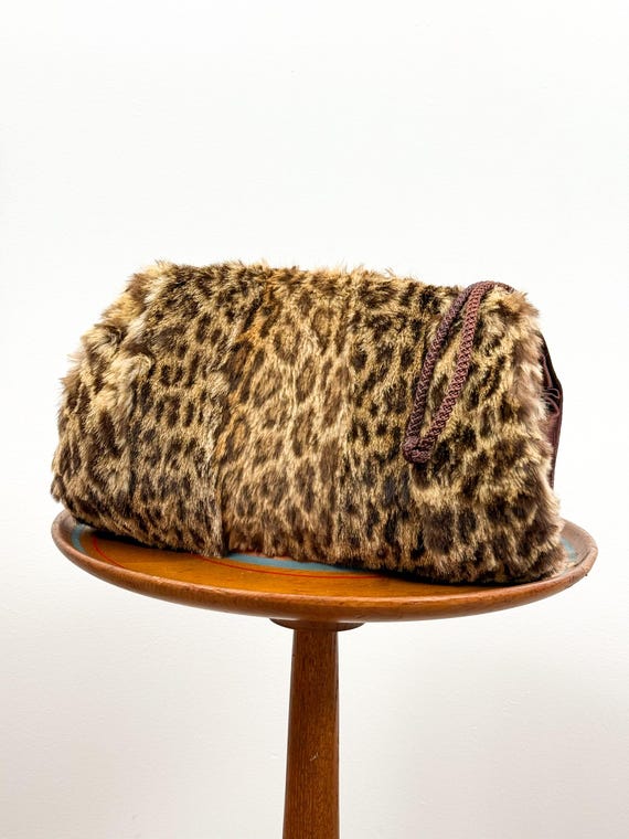 Vintage Fur Bag/ Muff 1950s Leopard Print