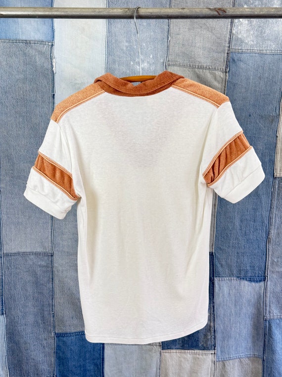 Vintage 1970s Terry Cloth Mens Polo Shirt Kenning… - image 4