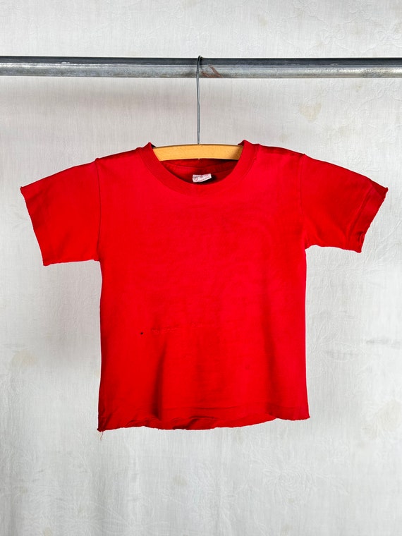 Vintage 1950s Childrens Buster Brown Distressed Red T Shirt