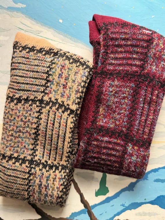 Vintage Rainbow Pattern Novelty Knee High Socks made in USA | select one