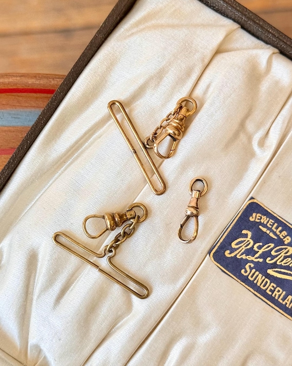 Antique Gold Filled or Brass Swivel Dog Clip Watch Chain Clasp | pick one