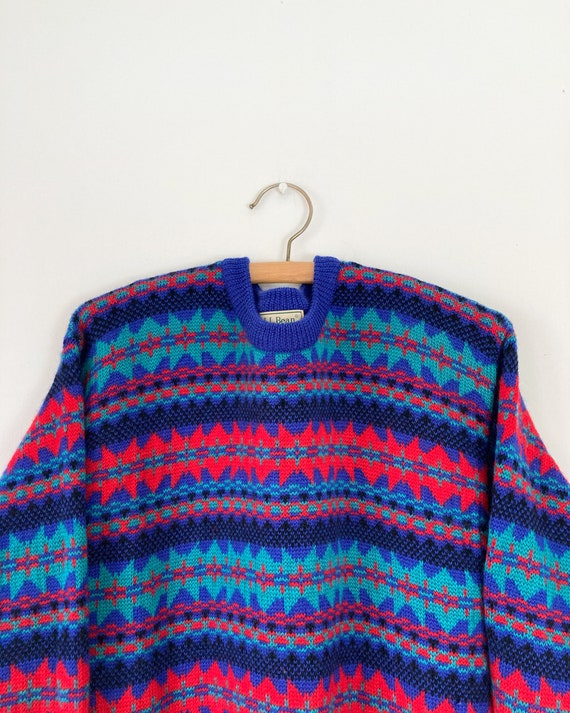 LL Bean bright wool sweater | vintage LL Bean swe… - image 3