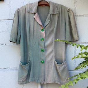 Vintage 1940s Rayon Sportswear Blouse