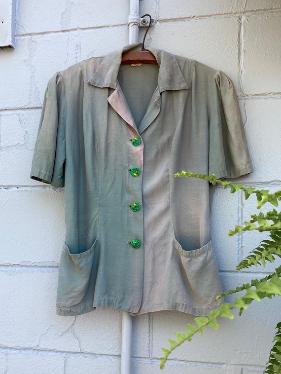 Vintage 1940s Rayon Sportswear Blouse