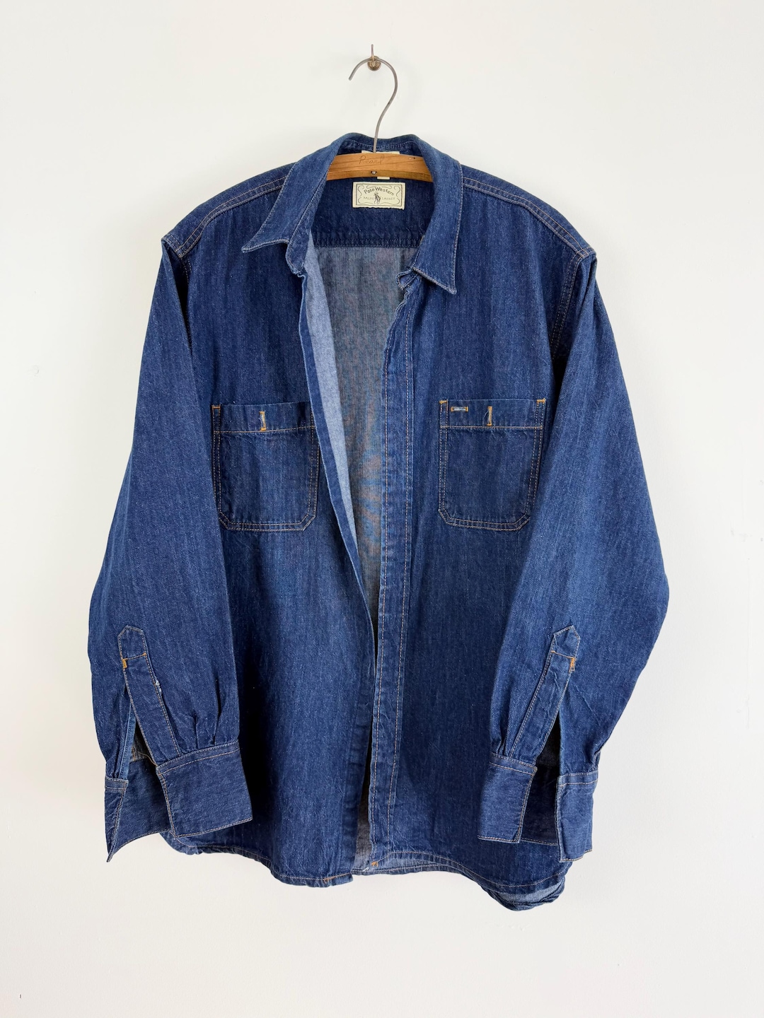 Vintage 1970s 80s Polo Western Ralph Lauren Denim Shirt Sample