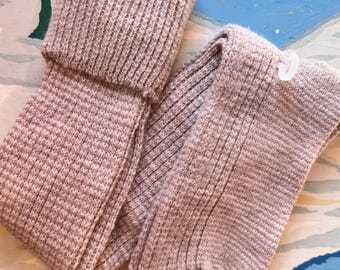Vintage 1980s Chunky Stripe Knee High Socks made in USA | taupe