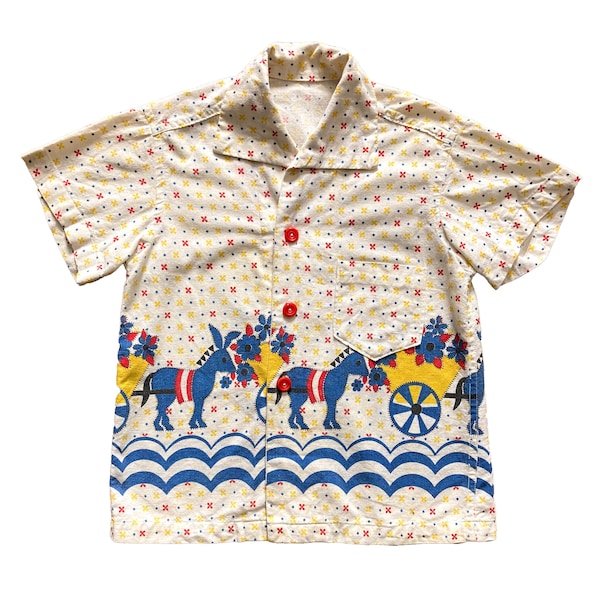 Vintage 1930s 40s Feedsack Shirt | child med/lrg