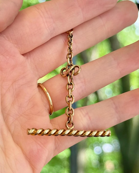 Antique Gold Filled Twist Rope T Bar Watch Chain Jewelry Finding