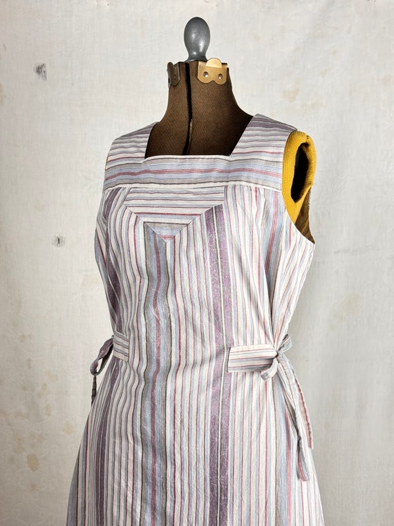 Vintage 1970s Woven Stripe Side Tie Dress