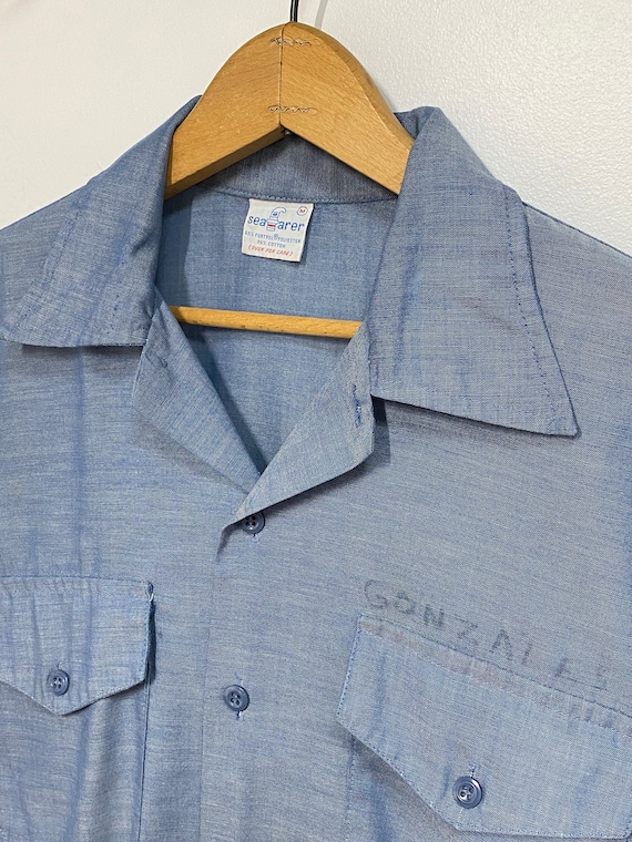 1970s Seafarer US Navy Chambray Short Sleeve Shirt