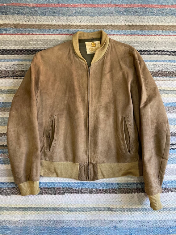 1960s Suede Leather Bomber Jacket - image 1