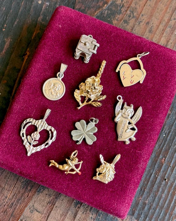 Vintage Love & Luck Sterling Silver Charm Pendant | pick one