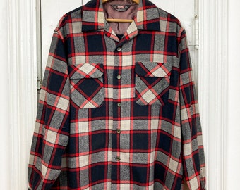 1950s Woolrich Loop Collar Wool Flannel Shirt