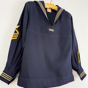 Antique 1920s Wool Sailor Collar Middy Blouse Mendels Make | small