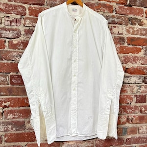 Antique 1930s Collarless French Cuff White Dress Shirt Besco | small
