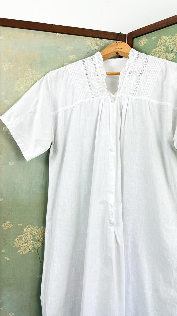 Antique Edwardian White Lace Night Shirt Dress | medium