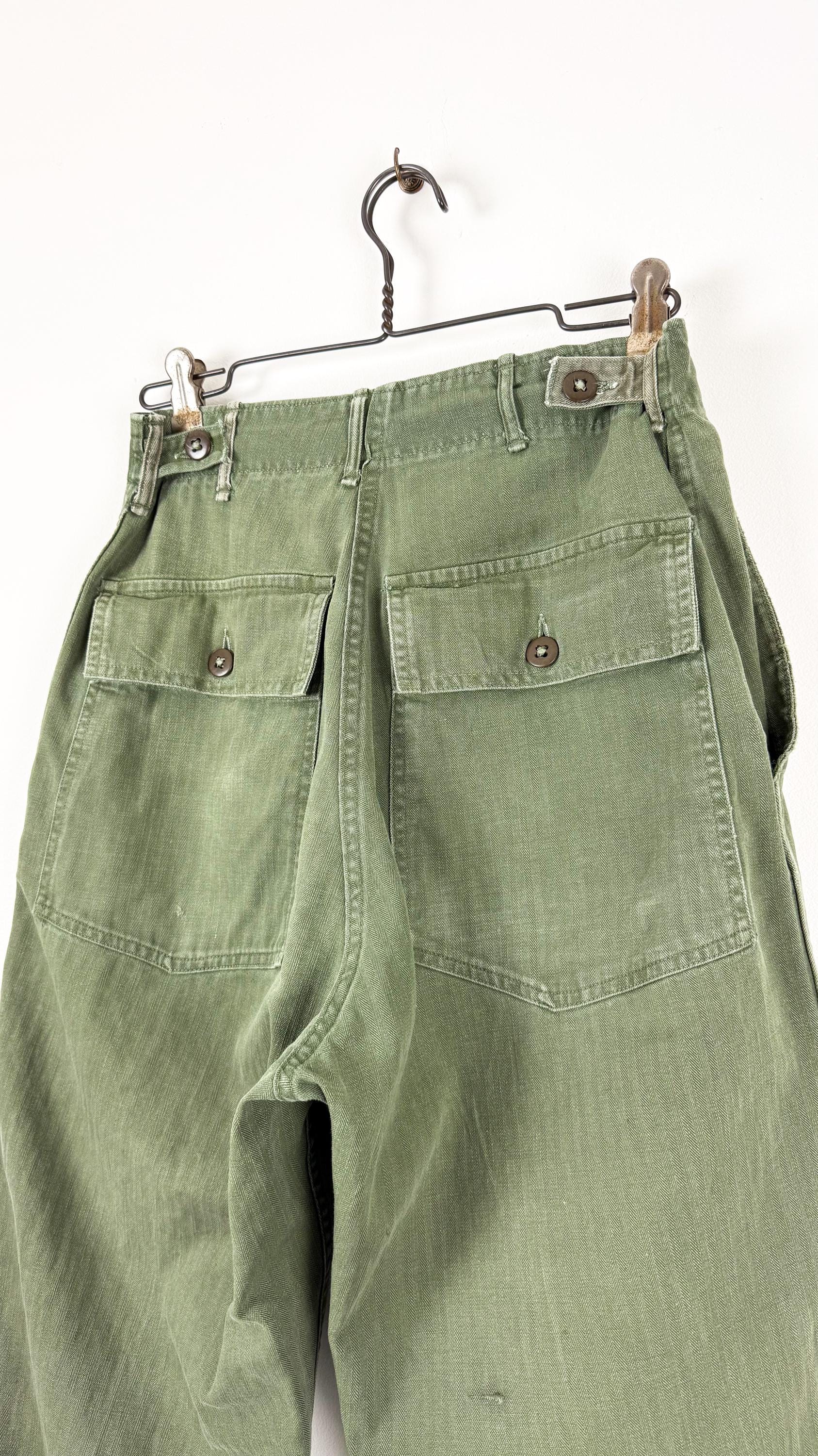Vintage 1940s HBT Baker Fatigue Pants WWII US Military | 29
