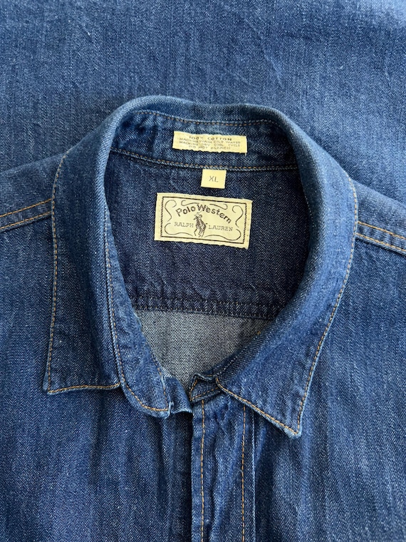 Vintage 1970s 80s Polo Western Ralph Lauren Denim Shirt Sample | xlarge