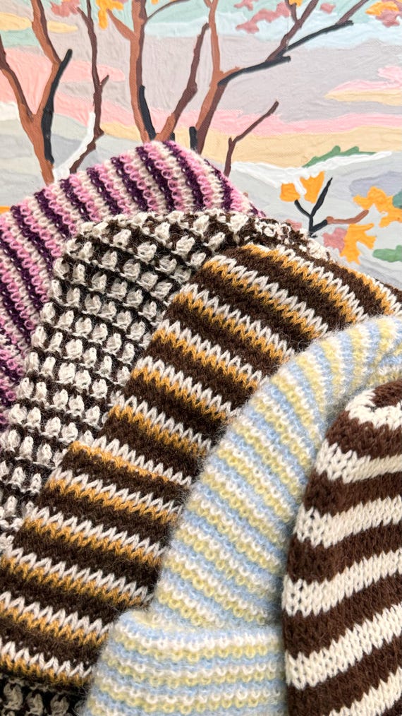 Vintage 1970s Stripe Knit Cap made in USA | espresso