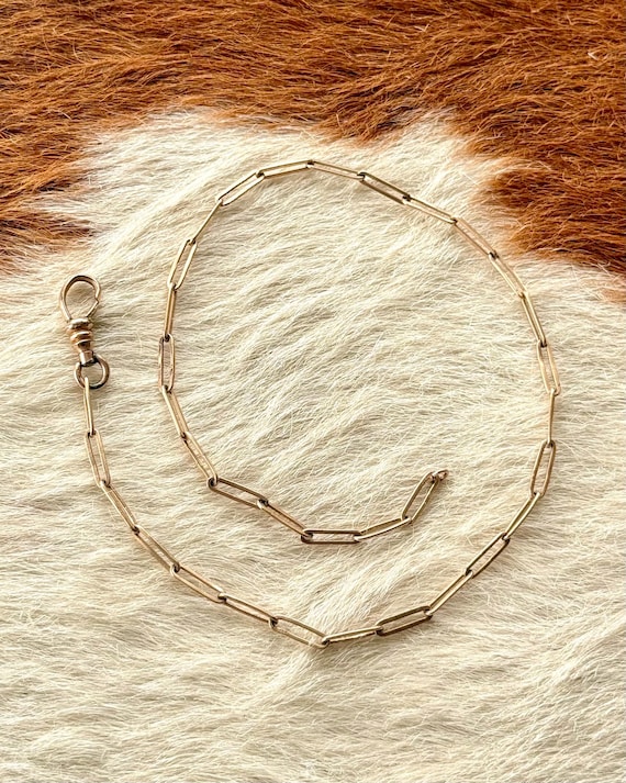 Antique Victorian Gold Filled  Paper Clip Watch Chain Jewelry 12.5”