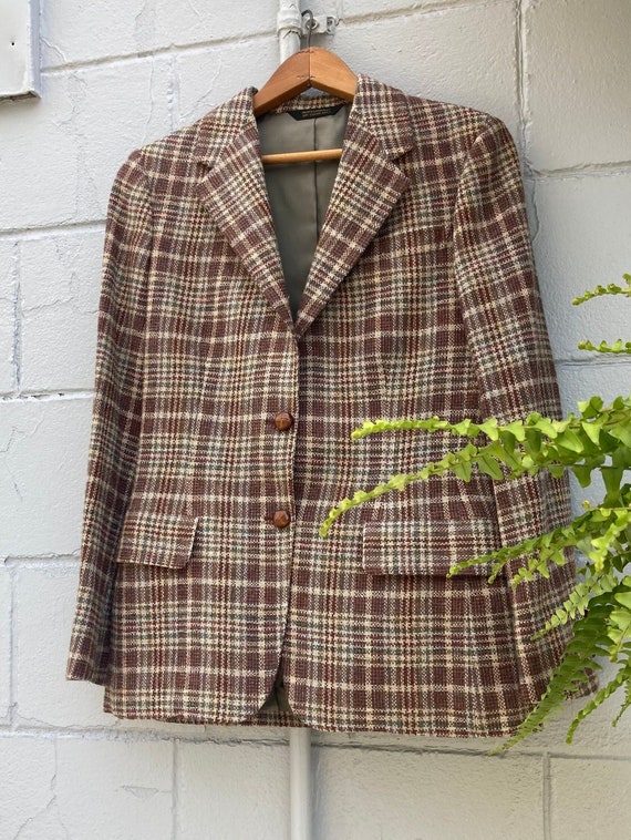 1960s 70s Scottish Wool Tweed Blazer Jacket