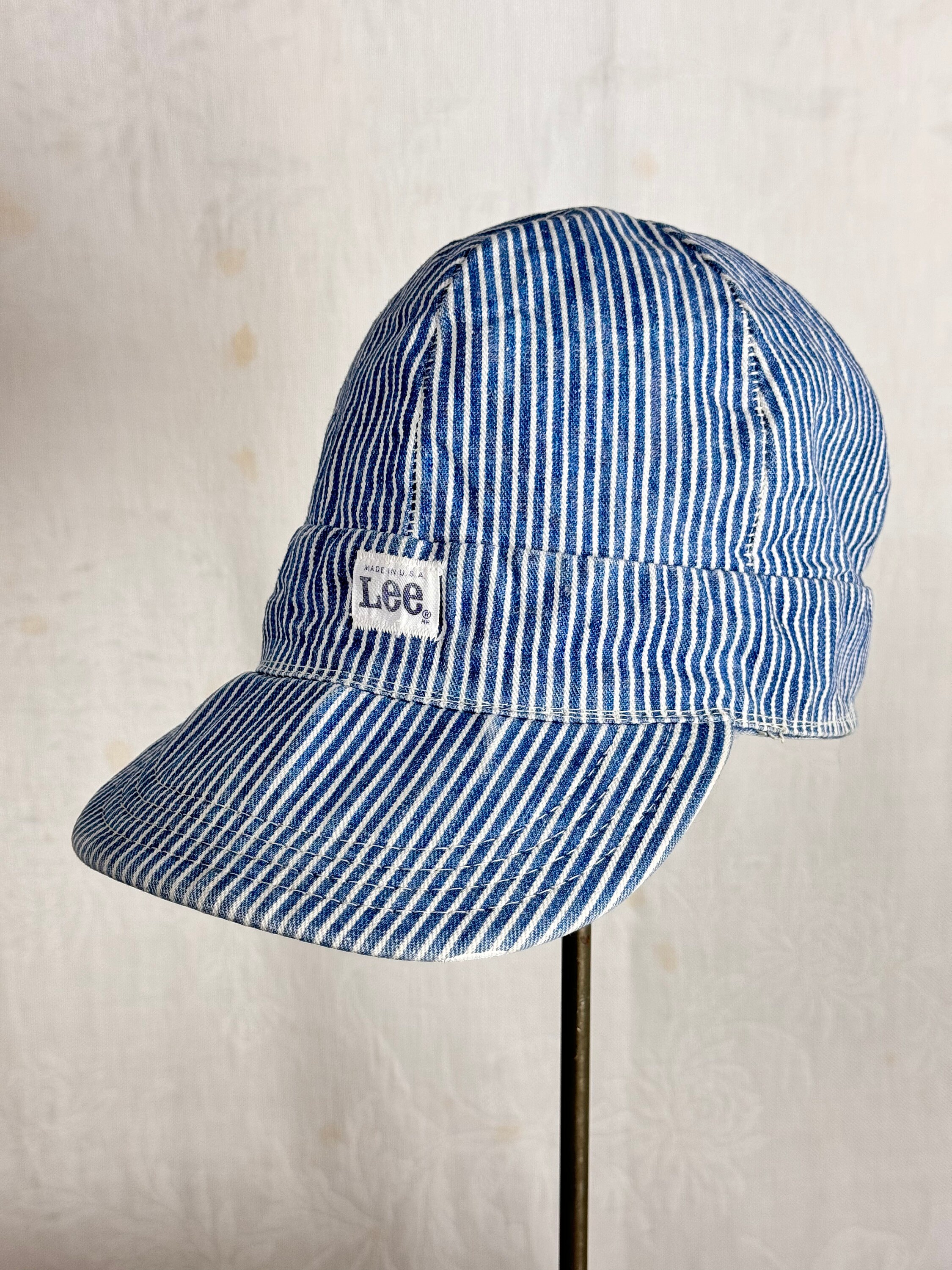 60,S Lee vintage cap リーヴィンテージキャップ ベルベルジン Vintage 60s Lee Engineer Hat Industrial Railroad Stripe 1960