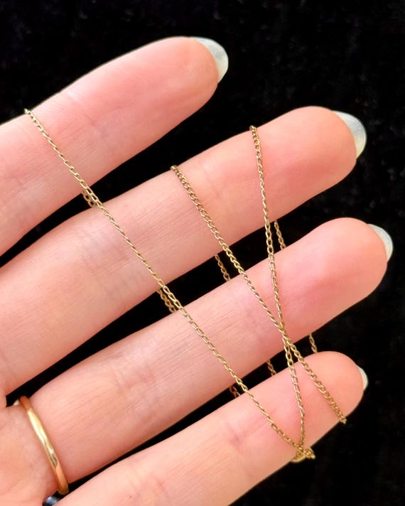 Vintage 12k Gold Filled Dainty Pinched Curb Chain Necklace | 15”