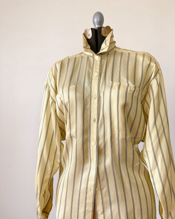 Vintage 1980s Escada Striped Silk Blouse - image 4